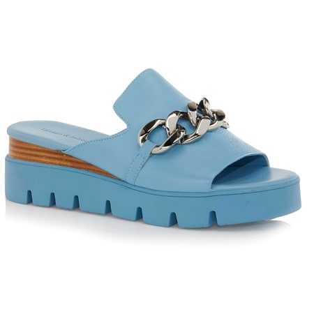 Django & Juliette Rablise Leather Platform Wedge Slide Sandal