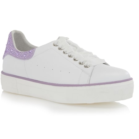 Django & Juliette Fhay Leather Lace-up Sneaker with Diamante Trim