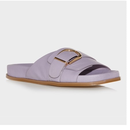 Diana Ferrari Newcomer Leather Slide Sandal with Front Buckle