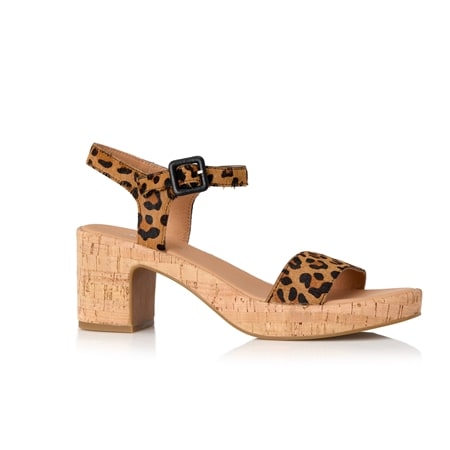 Diana Ferrari Bayker Pony Leather Sandal with Cork Heel