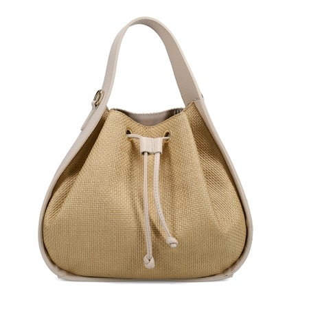 Ron White Haro Raffia & Supple Tumbled Calf Drawstring Hobo Bag