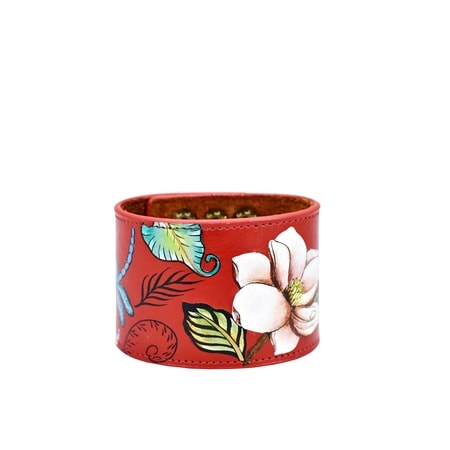 Anuschka Painted Leather Cuff with Suede Lining & Snap Closure