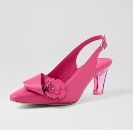 Django & Juliette Kathi Leather Flower Slingback Heel