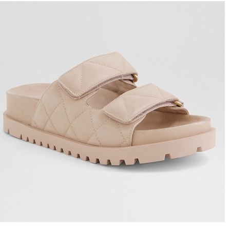 Django & Juliette Urmi Quilted Leather Double Strap Slide Sandal