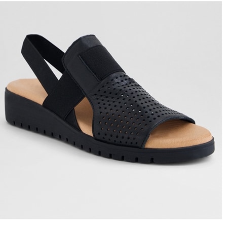 Django & Juliette Maybel Leather/Elastic Backstrap Sandal