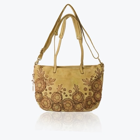 Art N Vintage Daisy Shopper Tote Bag with Floral Applique