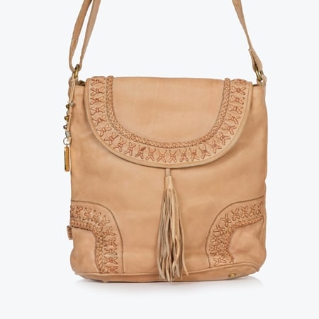 Art N Vintage Prim Crossbody Bag with Stitch Detail and Tassel