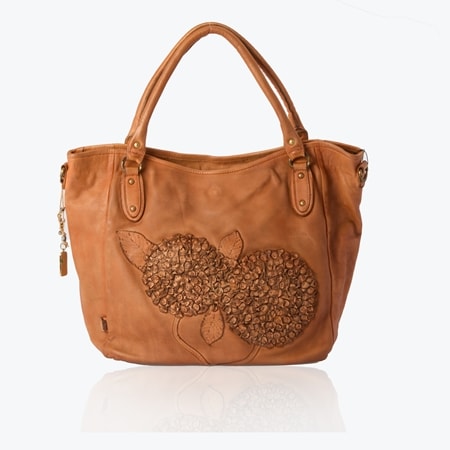 Art N Vintage Hydrangea Large Leather Tote/Weekender Bag