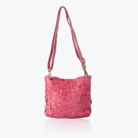 Art N Vintage Norah Woven Leather Crossbody Mini Bucket Bag