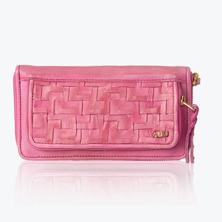 Art N Vintage Norah Woven Leather Zip Around Wallet