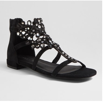 Django & Juliette Meira Suede Jewelled Sandal with Back Zip