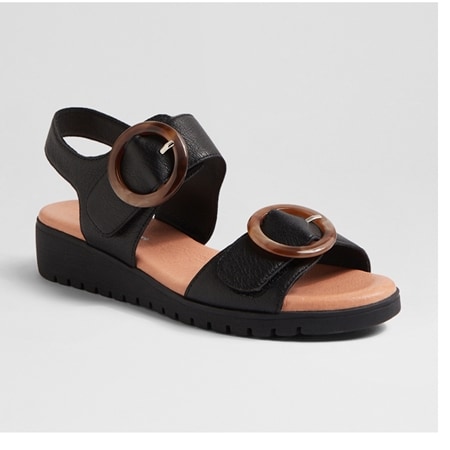 Django & Juliette Meldrick Leather Double Buckle Sandal