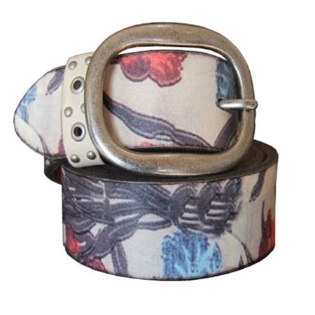 Cadelle Flora Nova Printed Leather Belt with Silver Buckle