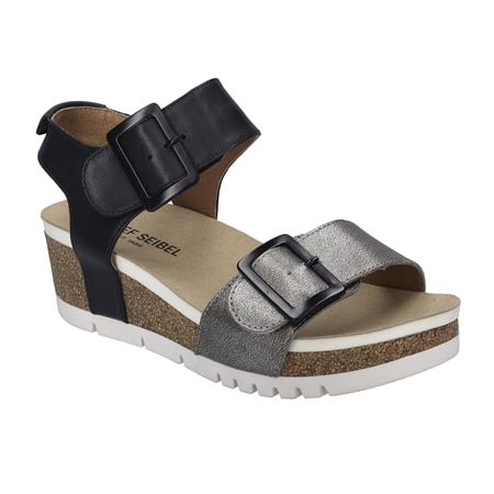 Josef Seibel Quinn 02 Leather Wedge Sandal with Buckle Straps