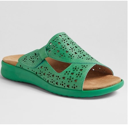 Ziera Binty Leather Slide Sandal with Laser Cut Floral Design