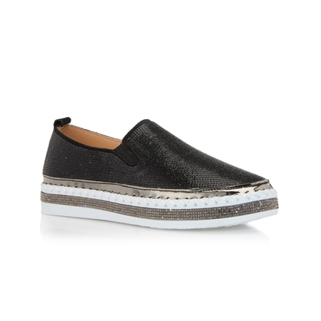 Just Bee Calvia Leather Slip-on with Glitter Trim