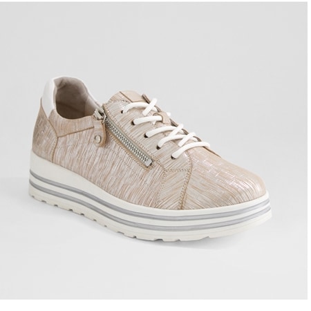 Ziera Vamra Leather Lace-up Platform Sneaker with Side Zip
