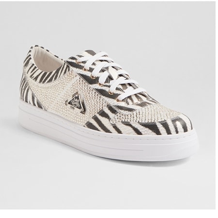 Django & Juliette Nenna Leather Jewelled Lace-up Sneaker