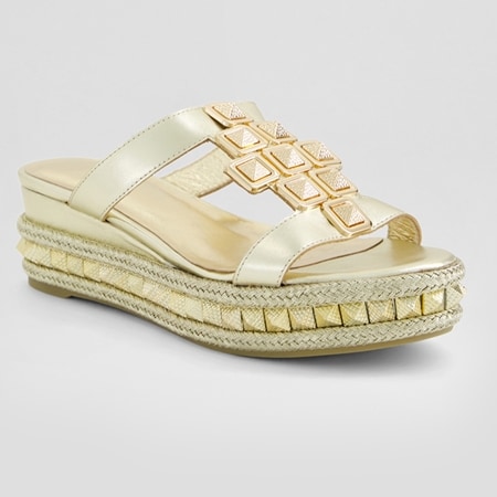 Django & Juliette Maija Leather Platform Wedge T-Bar Sandal