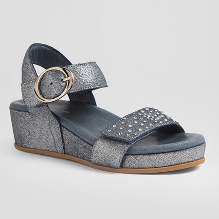 Django & Juliette Farrin Soft Metallic Leather Wedge Sandal