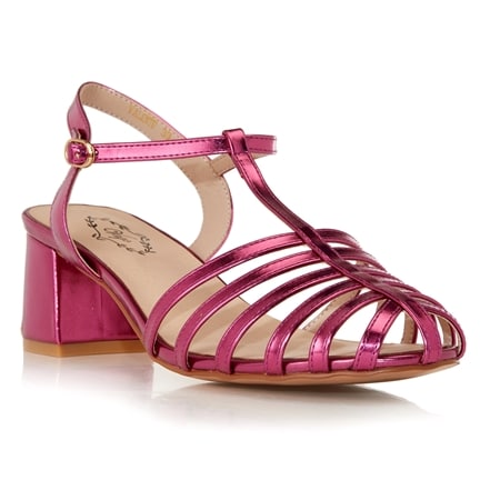 Via Nova Style Valente Metallic Leather Low Heeled Sandal