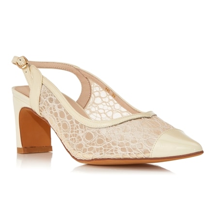 Via Nova Style Vat Leather and Lace Slingback Dress Heel