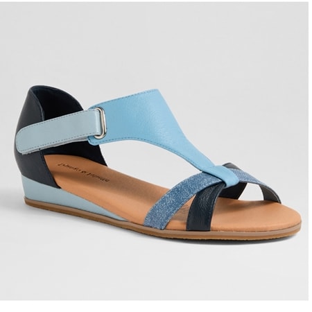 Django & Juliette Hayzel Leather Sandal with Low Wedge