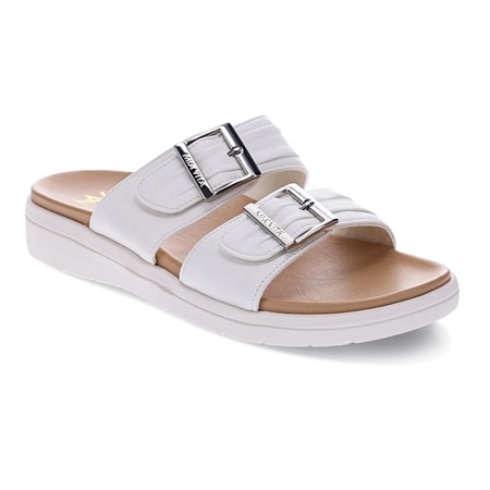 Mia Vita Bowie Leather Double Buckle Slide Sandal