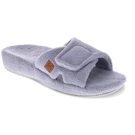 Mia Vita Comfy Padded Faux Fur Slide Slipper with Hook & Loop Strap