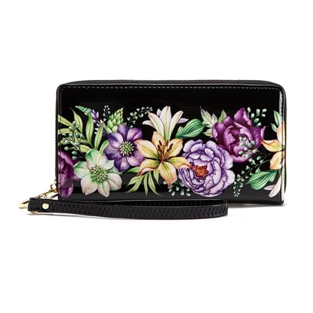 Serenade Ambretta Patent Leather Zip Around Wallet RFID Protection