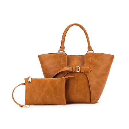 Black Caviar Clementine Tote with Wristlet Pouch and Crossbody Strap
