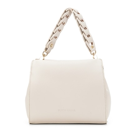 Black Caviar Lua Handbag with Plait Handle and Crossbody Strap