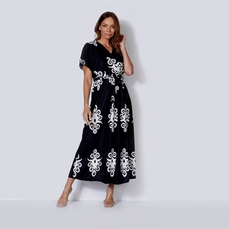 Eyes on Floyd V Neck Short Sleeve Dress with Waist Tie