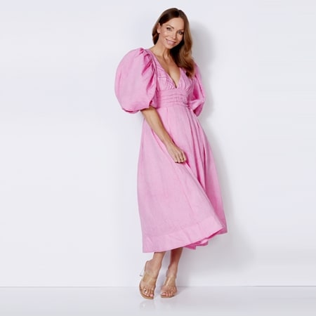 Holmes & Fallon Puff Sleeve Midi Dress
