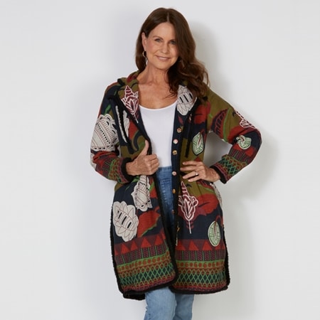Caju Design Reversible Coat with Covered Buttons