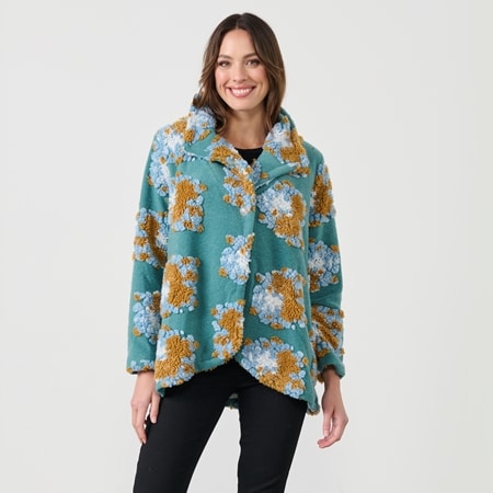 Caju Design Boucle Patches Jacket with Collar