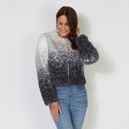 Caju Design Speckled Gradient Faux Fur Jacket