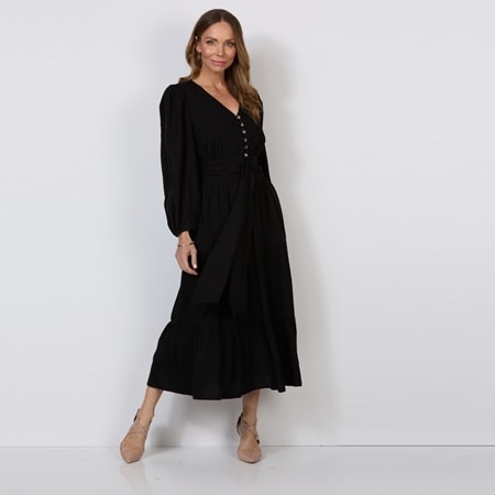Holmes & Fallon Waist Belt and Special Buttons Dress