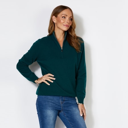 Cashmasoft 100% Cashmere Quarter Zip Long Sleeve Jumper
