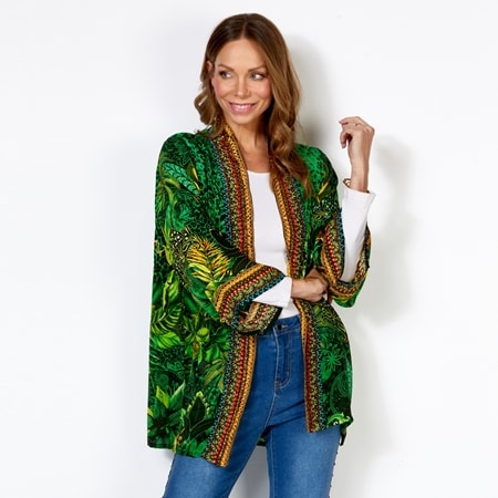 Silk Islands Forest Queen 100% Silk Short Duster Jacket