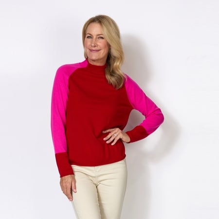 Bridge & Lord Colour Block Roll Trim Pullover