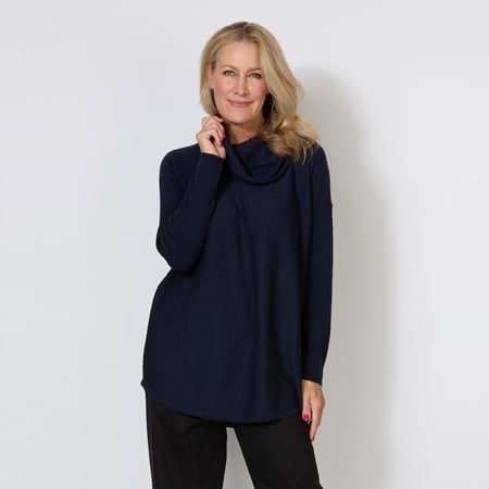 Bridge & Lord Kylie Cowl Neck Curve Hem Pullover