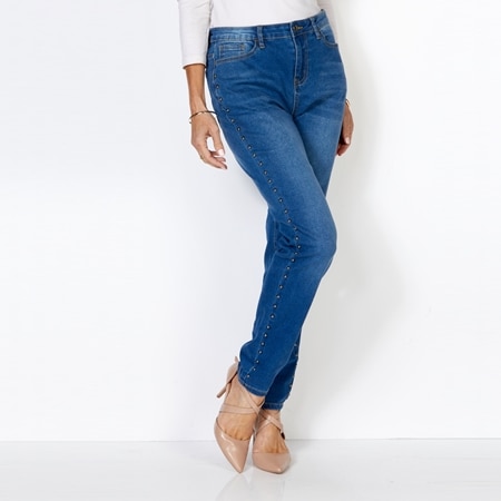 Mr. Max Stretch Denim 5 Pocket Jeans with Stud Detail