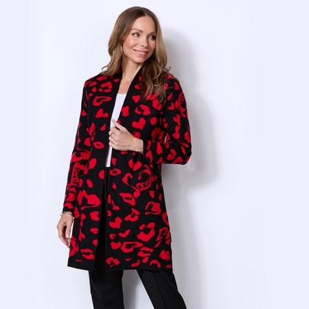 Alison Sheri Leopard Love Jacquard Knit Sweater Cardigan