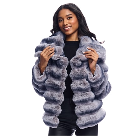 Donna Salyers Faux Fur Carmella Chinchilla Coat