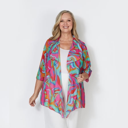 RTM Print Chiffon Waterfall Cardi