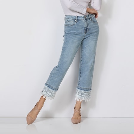 Diane Gilman New Classic Stretch Lace Hem Straight Crop