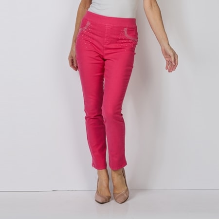 Hailey Lyn Stretch Denim Crystal Detail Straight Leg Pant