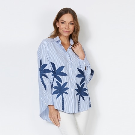 Eyes on Floyd Embroidered Cotton Stripe Shirt