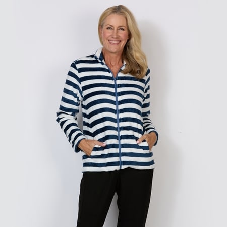 Lounge by Cordelia Stripe Micro Fleece Jacket